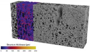 Structure thickness map of aluminium foam